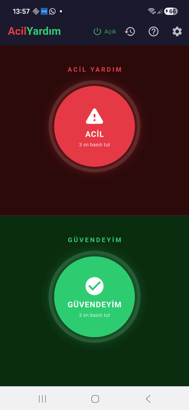 AcilYardım Ana Ekran